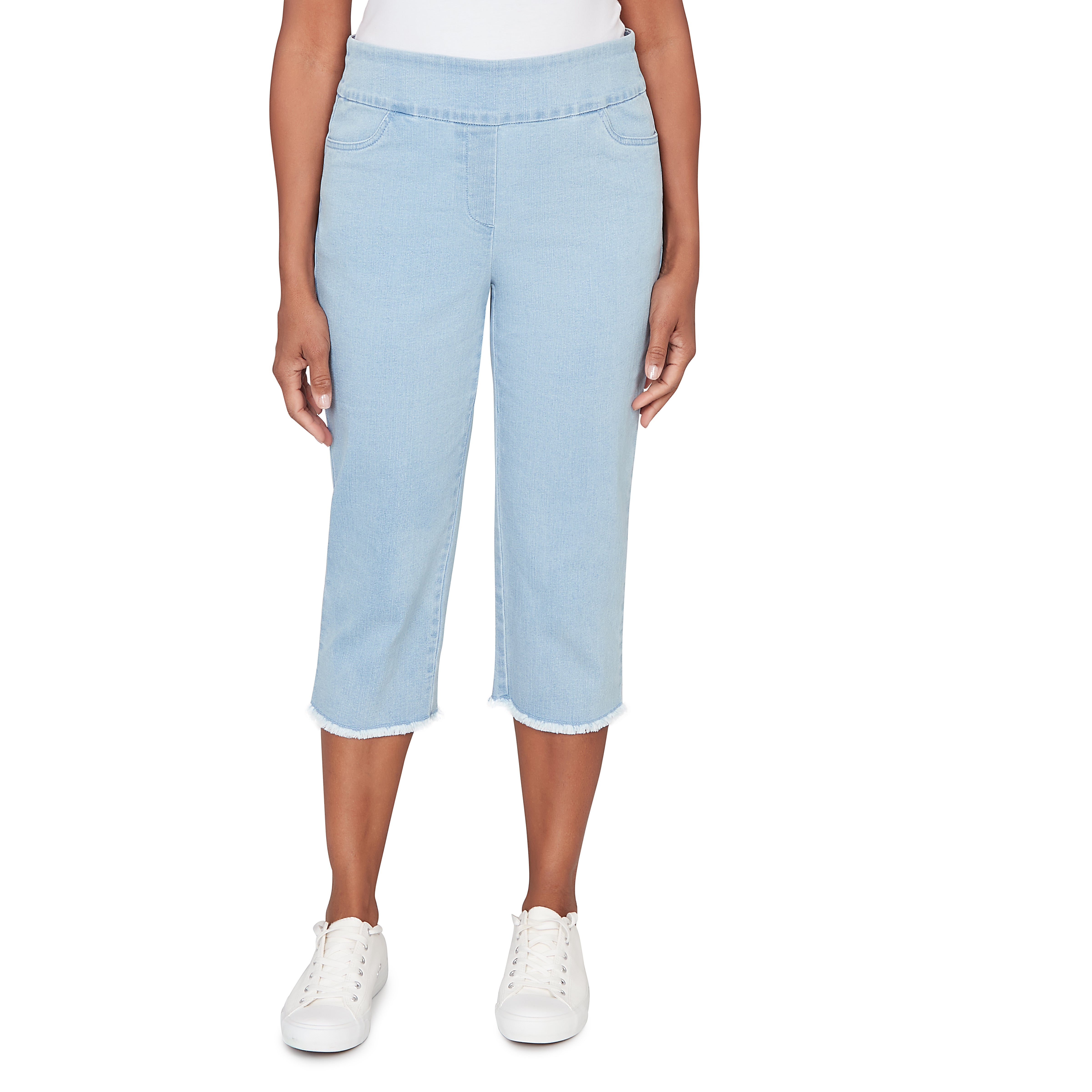 Alfred Dunner Super Stretch Denim Fringe Capri Pant