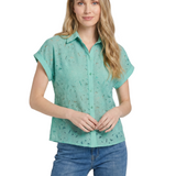 NY Collection Short Sleeve Eyelet Blouse
