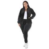 Plus Size Velour Zip-Front Jacket & Jogger Pants Set