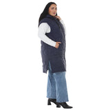 Plus Size Hooded Quilted Longline Puffer Vest