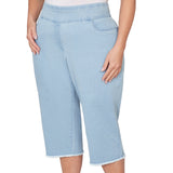 Alfred Dunner Super Stretch Denim Fringe Capri Pant - Plus