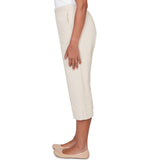 Alfred Dunner Solid Twill Button Hem Capri Pant