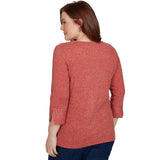 Alfred Dunner Spliced Texture Metallic Studded Top - Terracotta
