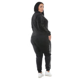 Plus Size Velour Zip-Front Jacket & Jogger Pants Set