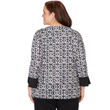 Alfred Dunner Floral Geo Patchwork Split Neck Top - Plus
