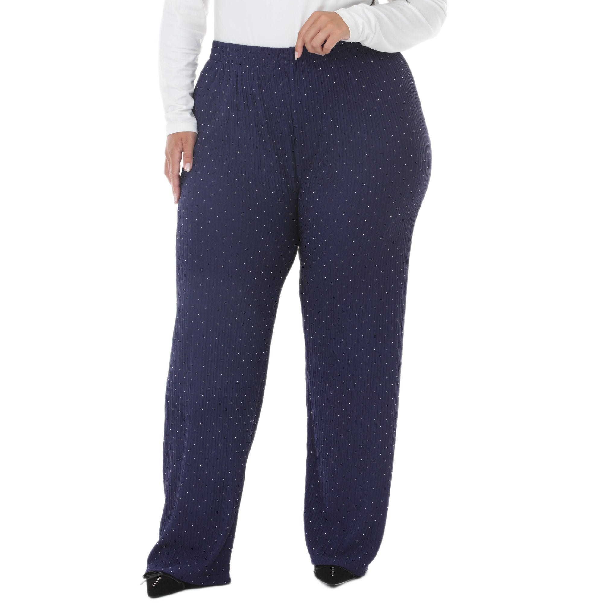 Plus Size Rhinestone Embellished Straight-Leg Pants