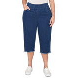 Alfred Dunner Super Stretch Denim Fringe Capri Pant - Plus