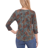 NY Collection 3/4 Sleeve Flocked Knit Pullover Top