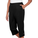 Alfred Dunner Solid Twill Button Hem Capri Pant