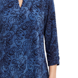 NY Collection 3/4 Sleeve Flocked Knit Pullover Top
