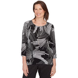 Alfred Dunner Geometric Sharkbite Hem Top with Necklace