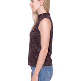 NY Collection Sleeveless Velvet Mock Neck
