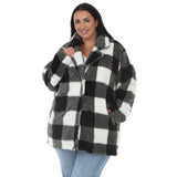 Plus Size Buffalo Plaid Plush Coat
