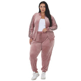 Plus Size Velour Zip-Front Jacket & Jogger Pants Set