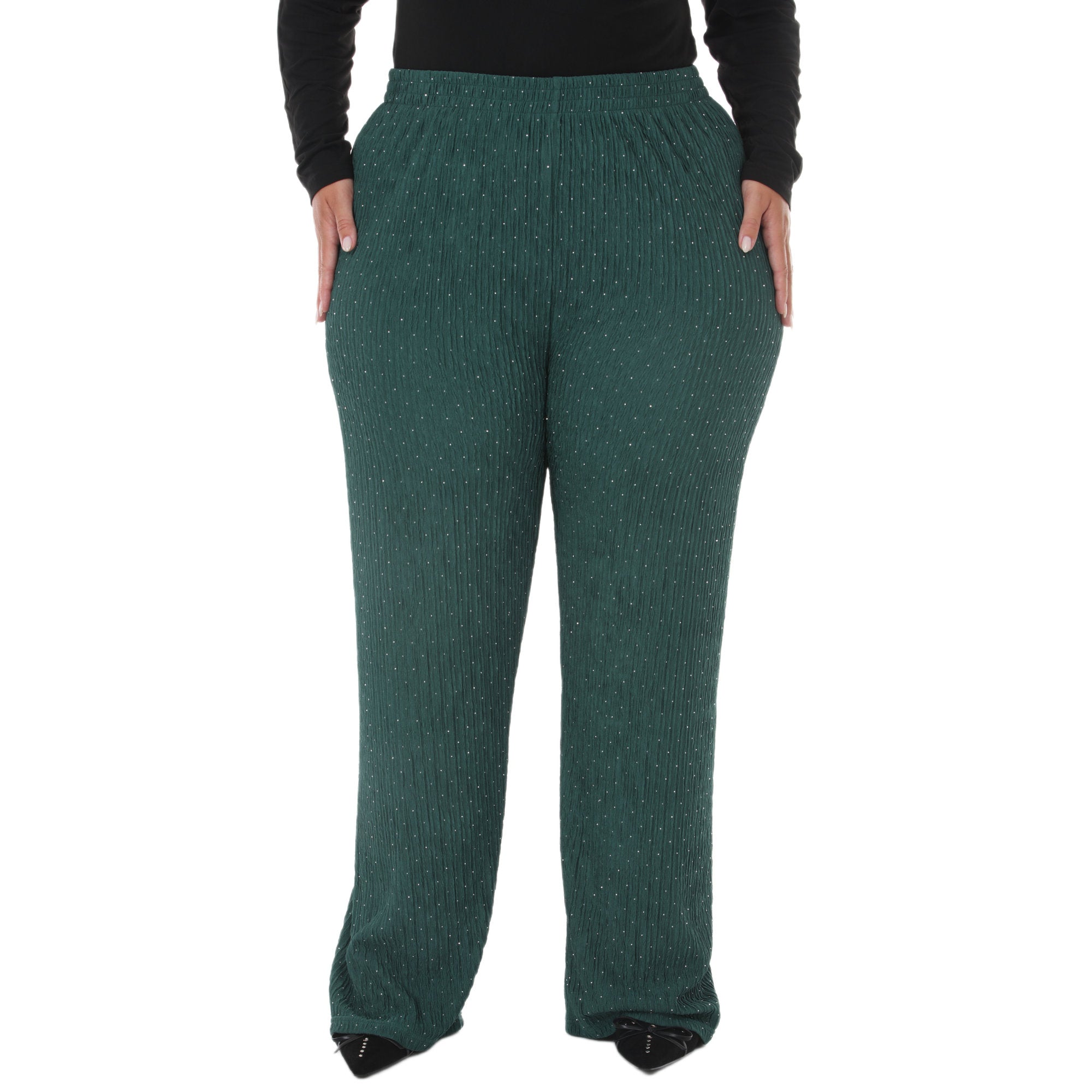 Plus Size Rhinestone Embellished Straight-Leg Pants