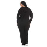 Plus Size Hooded Zip-Front Top and Straight-Leg Pants Set