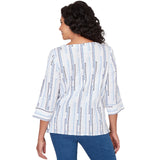 Alfred Dunner Spliced Jacquard Stripe Top- Petite