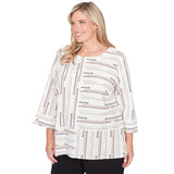 Alfred Dunner Spliced Jacquard Stripe Top - Plus