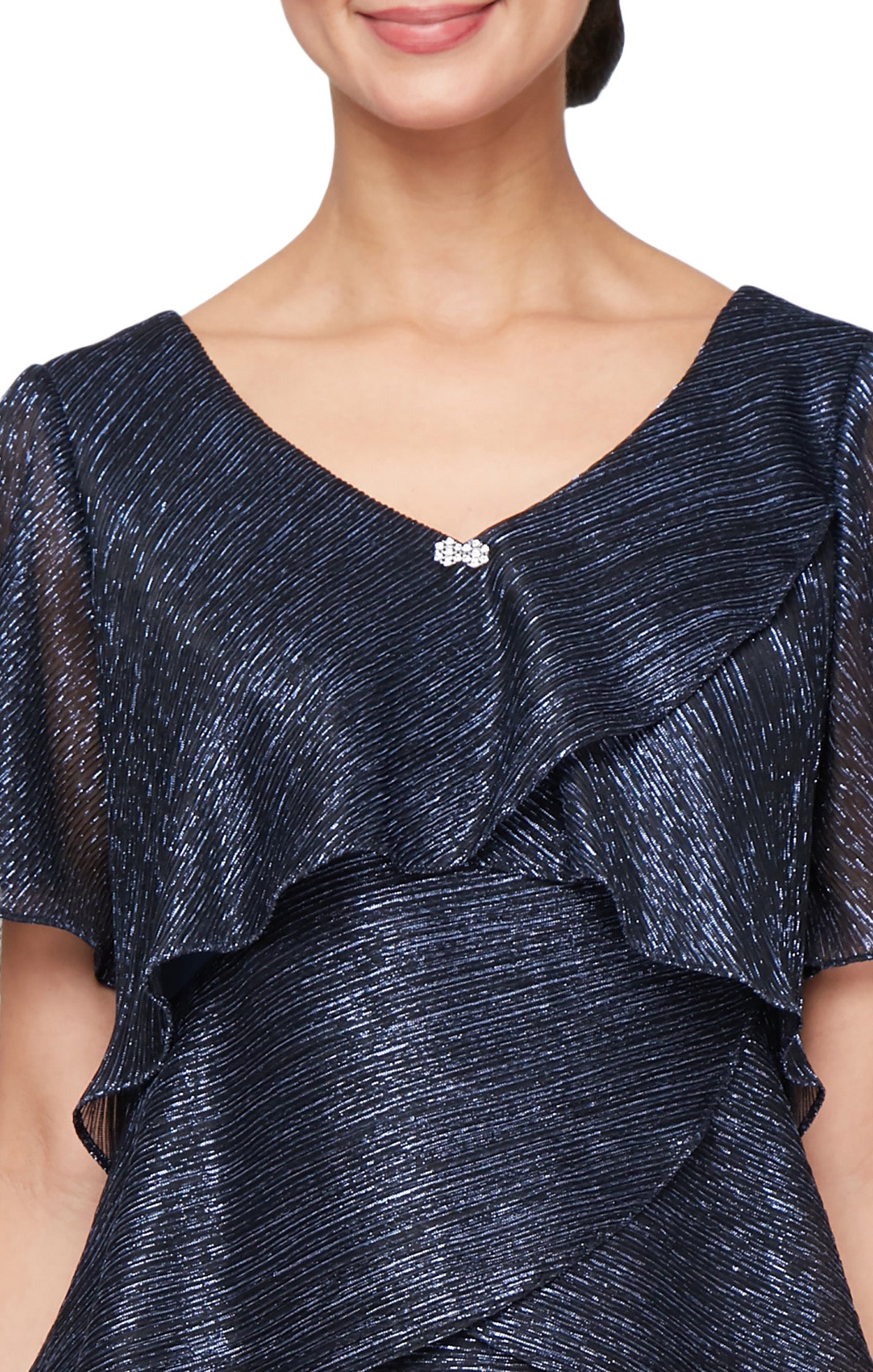 Shimmer Bodre Chiffon Tiered Cocktail Dress