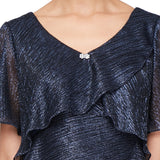 Shimmer Bodre Chiffon Tiered Cocktail Dress - Navy - Petite