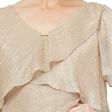 Shimmer Bodre Chiffon Tiered Cocktail Dress - Gold