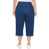 Alfred Dunner Super Stretch Denim Fringe Capri Pant - Plus