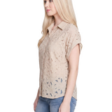 NY Collection Short Sleeve Eyelet Blouse
