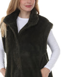 Women's Long Plush Button-Front Vest