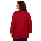 Alfred Dunner Spliced Texture Metallic Studded Top - Red - Plus