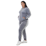 Plus Size Velour Zip-Front Jacket & Jogger Pants Set