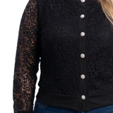 NY Collection Plus Size Long Sleeve Lace Blouse