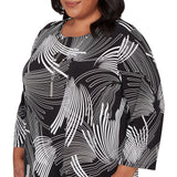 Alfred Dunner Geometric Sharkbite Hem Top with Necklace - Plus