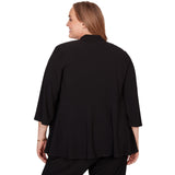 Alfred Dunner Light Open Crepe Cardigan Top - Black - Plus