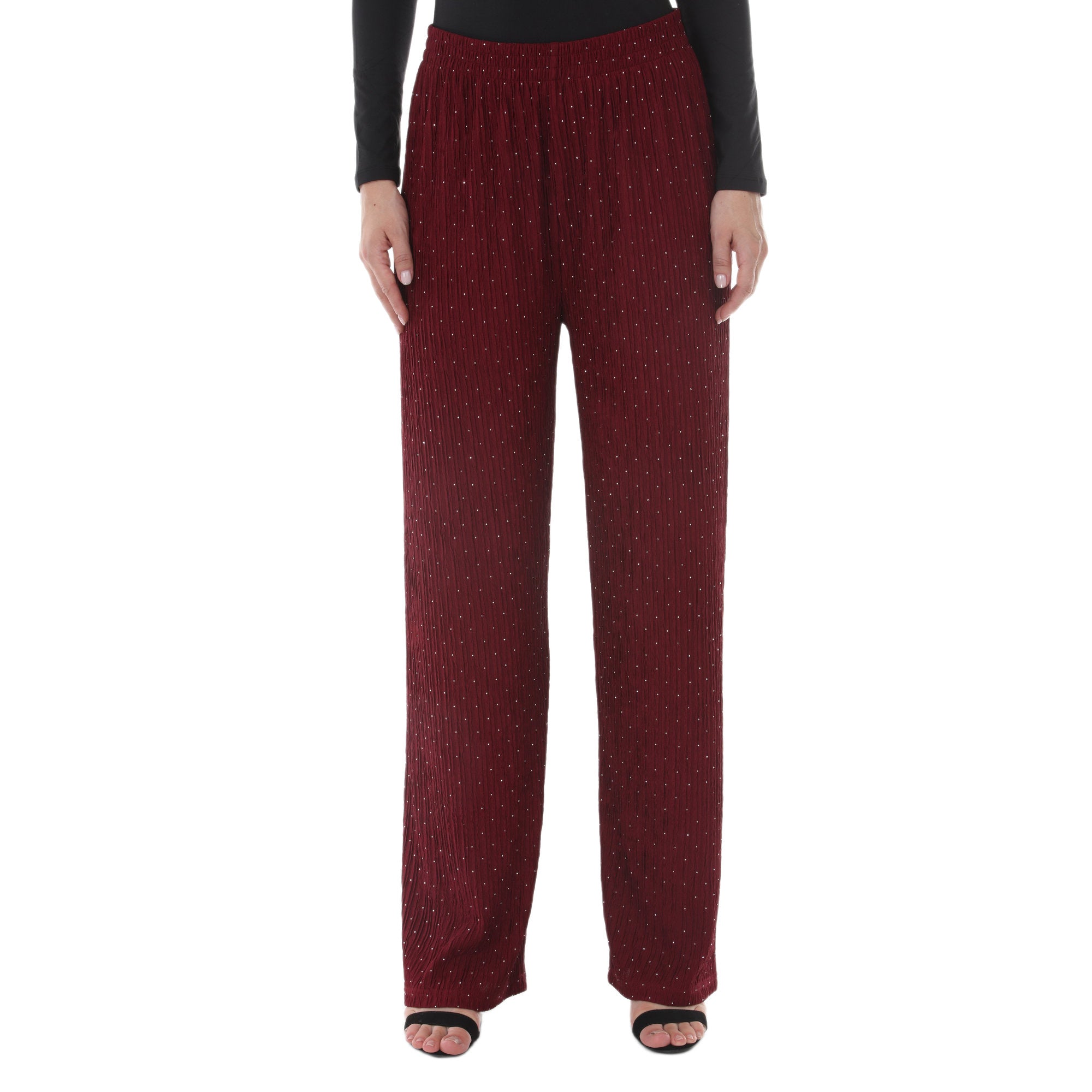 Women's Rhinestone Embellished Straight-Leg Pants