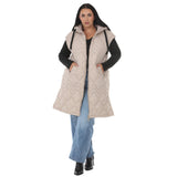 Plus Size Hooded Quilted Longline Puffer Vest