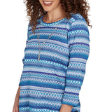 Alfred Dunner Textured Stripe Knit Top with Necklace - Blue - Petite