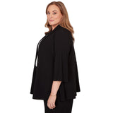 Alfred Dunner Light Open Crepe Cardigan Top - Black - Plus