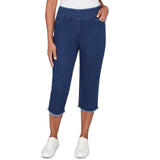 Alfred Dunner Super Stretch Denim Fringe Capri Pant- Petite