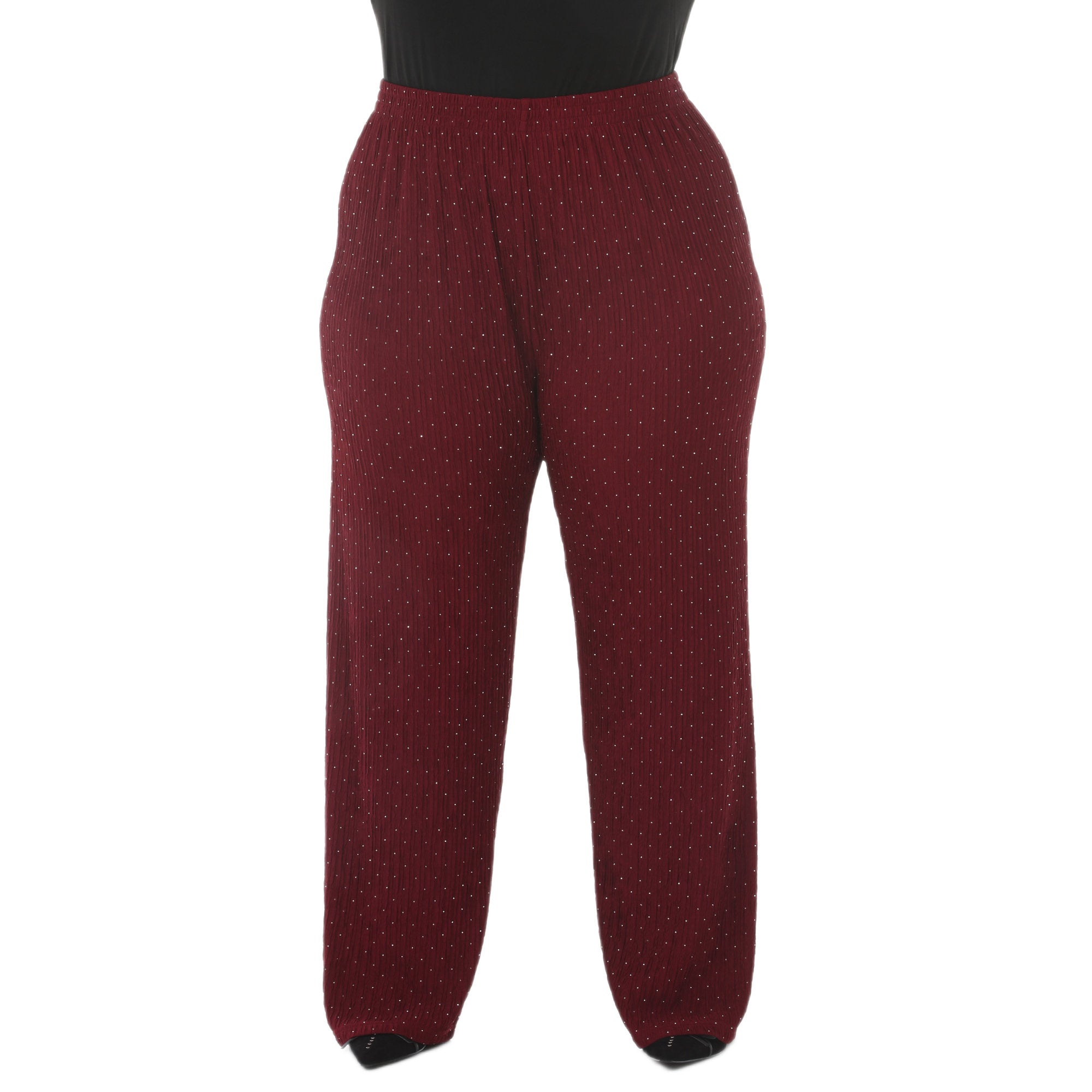 Plus Size Rhinestone Embellished Straight-Leg Pants