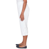 Alfred Dunner Solid Twill Button Hem Capri Pant