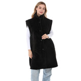 Women's Long Plush Button-Front Vest