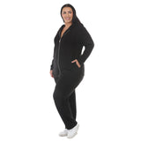 Plus Size Hooded Zip-Front Top and Straight-Leg Pants Set