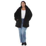 Plus Size Long Plush Button-Front Coat