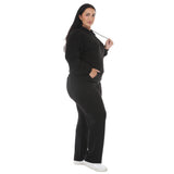 Plus Size Hooded Pullover and Straight-Leg Pants Set