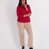 Rib Neck Button Pullover Sweater - Burnt Oak