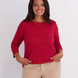 Rib Neck Button Pullover Sweater - Burnt Oak