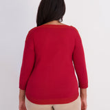 Rib Neck Button Pullover Sweater - Burnt Oak