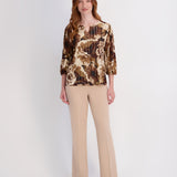 Roz & Ali™ Secret Agent Pants Pull On Tummy Control Pants Classic Straight Leg - Camel- Petite
