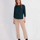 Rib Neck Button Pullover Sweater - Darkest Evergreen