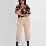 Roz & Ali™ Secret Agent Pants Pull On Tummy Control Pants Ankle Kick Flare - Camel - Plus